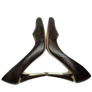 Michael Antonio Snake Embossed Brown Faux Leather Mid Heel Pumps Size 8